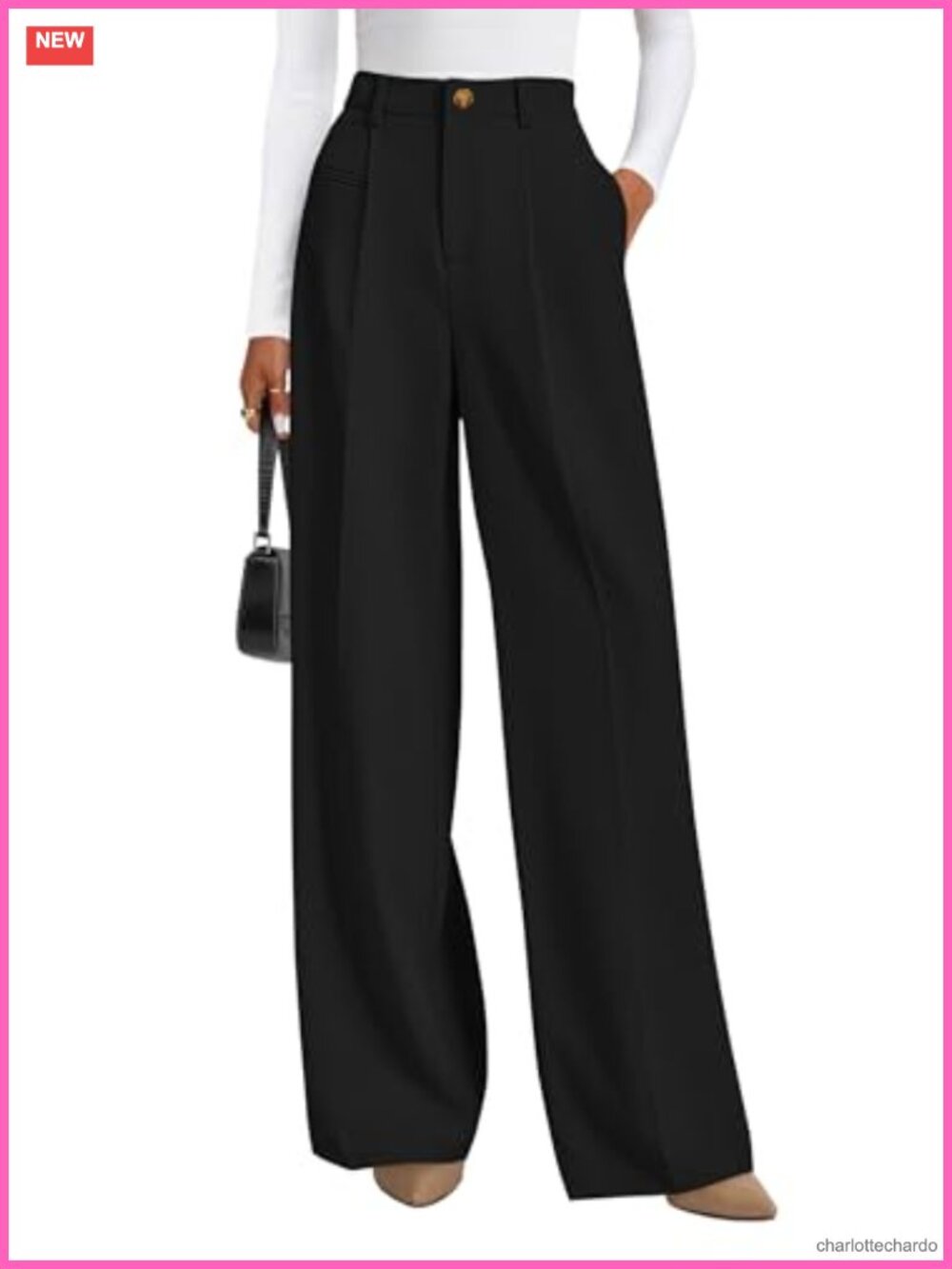Wide Leg High Waisted Work Dress Pants Business Casual Trousers